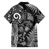 New Zealand Sea Animals Family Matching Summer Maxi Dress and Hawaiian Shirt with Maori Koru Tribal Tattoo and Silver Ferns Black Color LT03 - Polynesian Pride