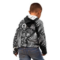 New Zealand Sea Animals Kid Hoodie with Maori Koru Tribal Tattoo and Silver Ferns Black Color LT03 - Polynesian Pride