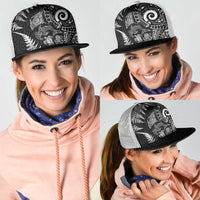 New Zealand Sea Animals Mesh Trucker Cap with Maori Koru Tribal Tattoo and Silver Ferns Black Color LT03 - Polynesian Pride