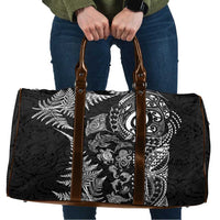 New Zealand Sea Animals Travel Bag with Maori Koru Tribal Tattoo and Silver Ferns Black Color LT03 Black - Polynesian Pride