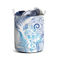 New Zealand Sea Animals Laundry Basket with Maori Koru Tribal Tattoo and Silver Ferns Galaxy Style LT03 - Polynesian Pride