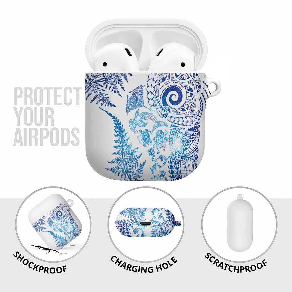 New Zealand Sea Animals AirPods Case with Maori Koru Tribal Tattoo and Silver Ferns Galaxy Style LT03 - Polynesian Pride