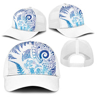 New Zealand Sea Animals Baseball Net Cap with Maori Koru Tribal Tattoo and Silver Ferns Galaxy Style