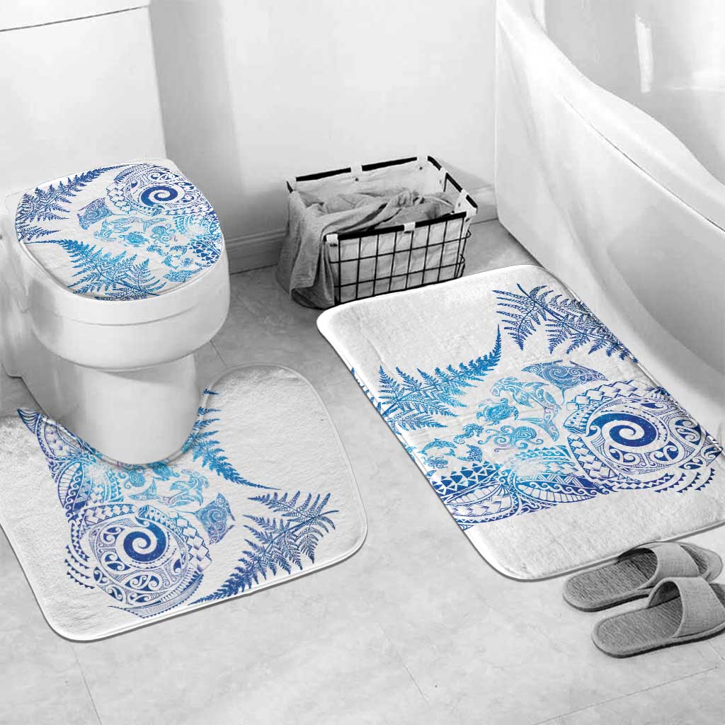 New Zealand Sea Animals Bathroom Set with Maori Koru Tribal Tattoo and Silver Ferns Galaxy Style LT03 Mat Set Only (3 pcs) One Size Multicolor - Polynesian Pride