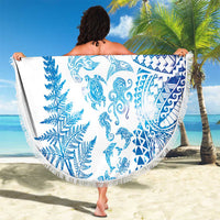 New Zealand Sea Animals Beach Blanket with Maori Koru Tribal Tattoo and Silver Ferns Galaxy Style LT03 - Polynesian Pride