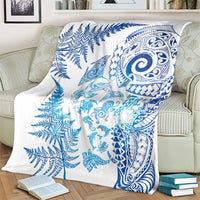 New Zealand Sea Animals Blanket with Maori Koru Tribal Tattoo and Silver Ferns Galaxy Style LT03 - Polynesian Pride