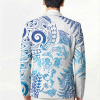 New Zealand Sea Animals Blazer with Maori Koru Tribal Tattoo and Silver Ferns Galaxy Style LT03 - Polynesian Pride