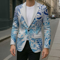 New Zealand Sea Animals Blazer with Maori Koru Tribal Tattoo and Silver Ferns Galaxy Style LT03 - Polynesian Pride