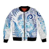 New Zealand Sea Animals Bomber Jacket with Maori Koru Tribal Tattoo and Silver Ferns Galaxy Style