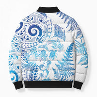 New Zealand Sea Animals Bomber Puffer Jacket with Maori Koru Tribal Tattoo and Silver Ferns Galaxy Style LT03 - Polynesian Pride