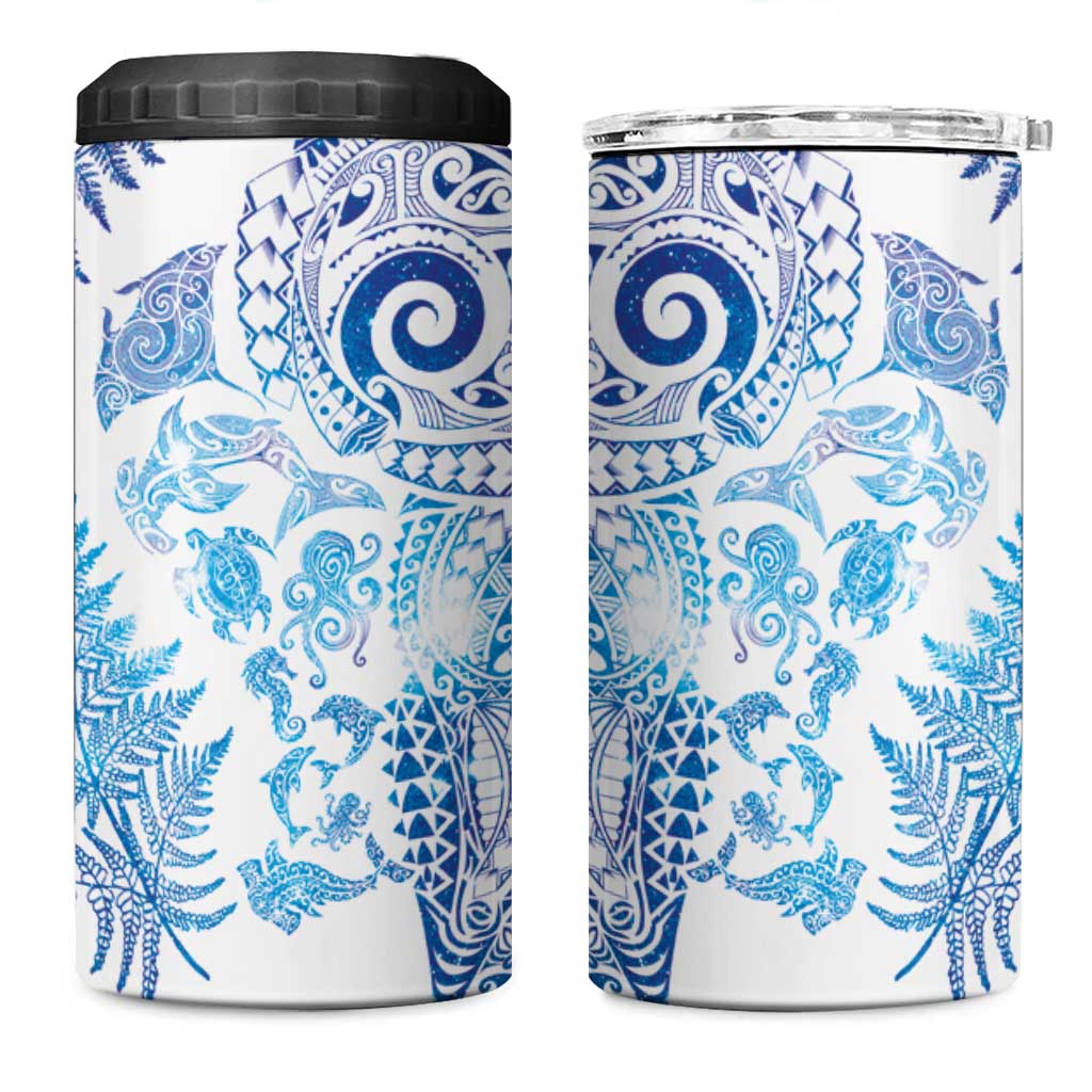 New Zealand Sea Animals 4 in 1 Can Cooler Tumbler with Maori Koru Tribal Tattoo and Silver Ferns Galaxy Style LT03 One Size: 16 oz Multicolor - Polynesian Pride