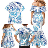 New Zealand Sea Animals Family Matching Mermaid Dress and Hawaiian Shirt with Maori Koru Tribal Tattoo and Silver Ferns Galaxy Style LT03 - Polynesian Pride