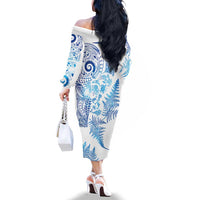 New Zealand Sea Animals Family Matching Off The Shoulder Long Sleeve Dress and Hawaiian Shirt with Maori Koru Tribal Tattoo and Silver Ferns Galaxy Style LT03 - Polynesian Pride