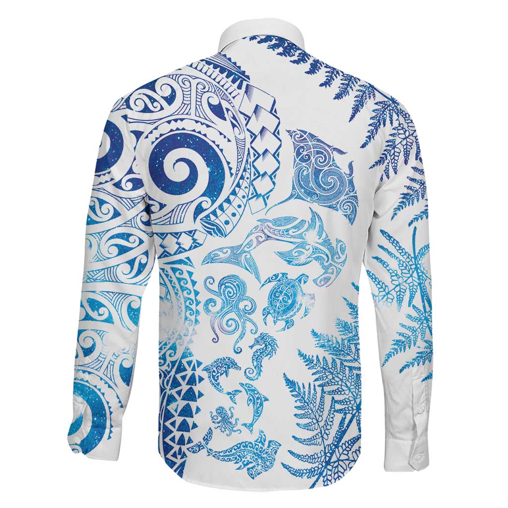 New Zealand Sea Animals Family Matching Off Shoulder Maxi Dress and Hawaiian Shirt with Maori Koru Tribal Tattoo and Silver Ferns Galaxy Style LT03 - Polynesian Pride