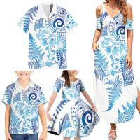 New Zealand Sea Animals Family Matching Summer Maxi Dress and Hawaiian Shirt with Maori Koru Tribal Tattoo and Silver Ferns Galaxy Style LT03 - Polynesian Pride