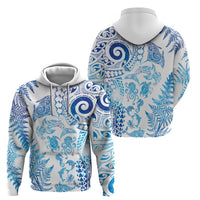 New Zealand Sea Animals Hoodie with Maori Koru Tribal Tattoo and Silver Ferns Galaxy Style LT03 - Polynesian Pride