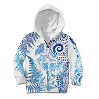 New Zealand Sea Animals Kid Hoodie with Maori Koru Tribal Tattoo and Silver Ferns Galaxy Style LT03 Zip Hoodie Multicolor - Polynesian Pride