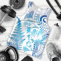 New Zealand Sea Animals Men Tank Top with Maori Koru Tribal Tattoo and Silver Ferns Galaxy Style LT03 - Polynesian Pride