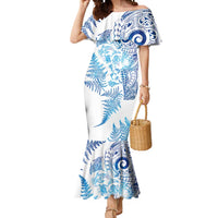 New Zealand Sea Animals Mermaid Dress with Maori Koru Tribal Tattoo and Silver Ferns Galaxy Style LT03 Women Multicolor - Polynesian Pride