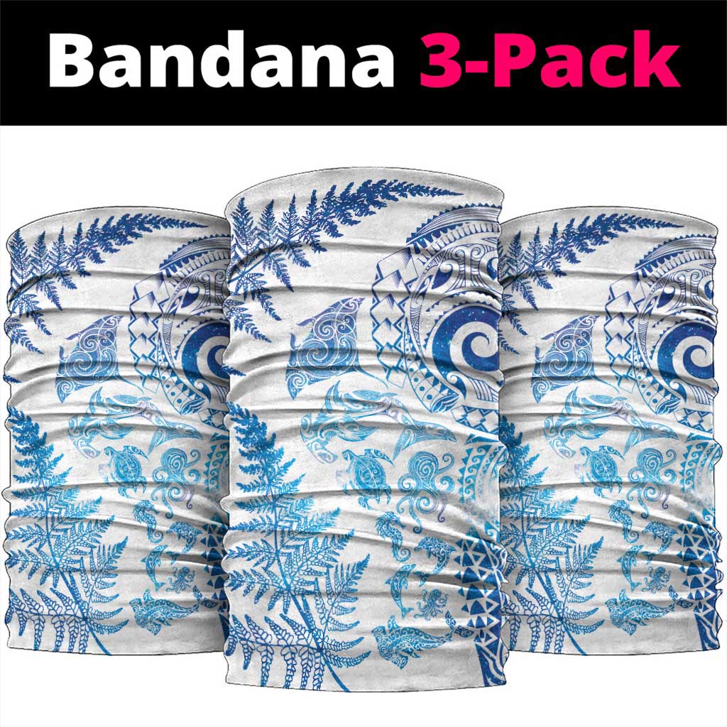New Zealand Sea Animals Neck Gaiter with Maori Koru Tribal Tattoo and Silver Ferns Galaxy Style LT03 package One Size: 25*50cm Multicolor - Polynesian Pride