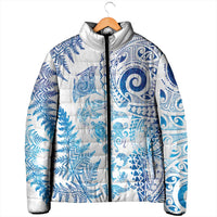 New Zealand Sea Animals Padded Jacket with Maori Koru Tribal Tattoo and Silver Ferns Galaxy Style LT03 - Polynesian Pride