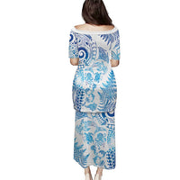 New Zealand Sea Animals Puletasi with Maori Koru Tribal Tattoo and Silver Ferns Galaxy Style LT03 - Polynesian Pride