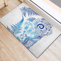 New Zealand Sea Animals Rubber Doormat with Maori Koru Tribal Tattoo and Silver Ferns Galaxy Style LT03 - Polynesian Pride