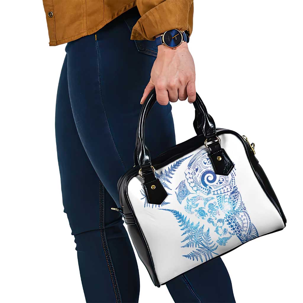 New Zealand Sea Animals Shoulder Handbag with Maori Koru Tribal Tattoo and Silver Ferns Galaxy Style LT03 - Polynesian Pride