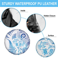 New Zealand Sea Animals Spare Tire Cover with Maori Koru Tribal Tattoo and Silver Ferns Galaxy Style LT03 - Polynesian Pride