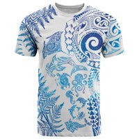 New Zealand Sea Animals T Shirt with Maori Koru Tribal Tattoo and Silver Ferns Galaxy Style LT03 Multicolor - Polynesian Pride