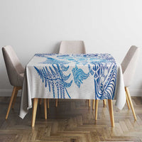 New Zealand Sea Animals Tablecloth with Maori Koru Tribal Tattoo and Silver Ferns Galaxy Style