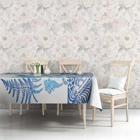 New Zealand Sea Animals Tablecloth with Maori Koru Tribal Tattoo and Silver Ferns Galaxy Style