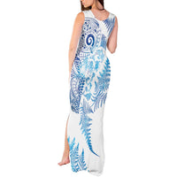 New Zealand Sea Animals Tank Maxi Dress with Maori Koru Tribal Tattoo and Silver Ferns Galaxy Style LT03 - Polynesian Pride