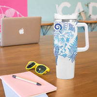 New Zealand Sea Animals Tumbler With Handle with Maori Koru Tribal Tattoo and Silver Ferns Galaxy Style