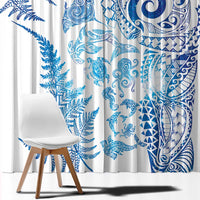New Zealand Sea Animals Window Curtain with Maori Koru Tribal Tattoo and Silver Ferns Galaxy Style LT03 - Polynesian Pride