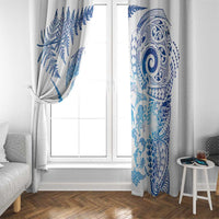 New Zealand Sea Animals Window Curtain with Maori Koru Tribal Tattoo and Silver Ferns Galaxy Style LT03 - Polynesian Pride