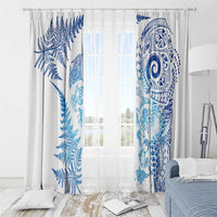 New Zealand Sea Animals Window Curtain with Maori Koru Tribal Tattoo and Silver Ferns Galaxy Style LT03 - Polynesian Pride