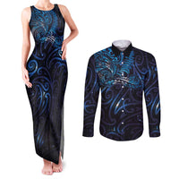 New Zealand New Year-Matariki Couples Matching Tank Maxi Dress and Long Sleeve Button Shirt Aotearoa Maori Tattoo Galaxy Sky LT03 Multicolor - Polynesian Pride