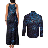 New Zealand New Year-Matariki Couples Matching Tank Maxi Dress and Long Sleeve Button Shirt Aotearoa Maori Tattoo Galaxy Sky LT03 - Polynesian Pride