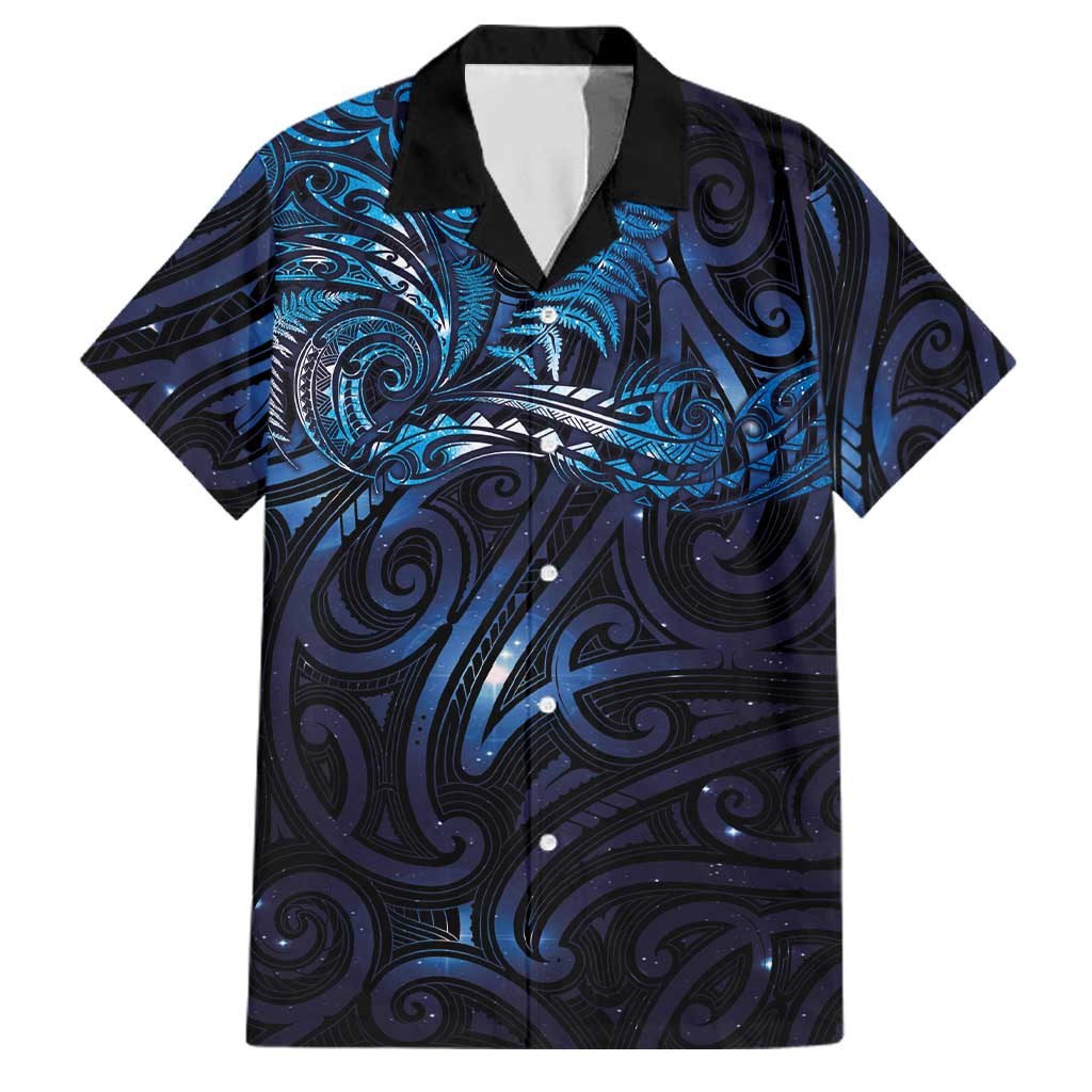 New Zealand New Year-Matariki Family Matching Long Sleeve Bodycon Dress and Hawaiian Shirt Aotearoa Maori Tattoo Galaxy Sky LT03 Dad's Shirt - Short Sleeve Multicolor - Polynesian Pride