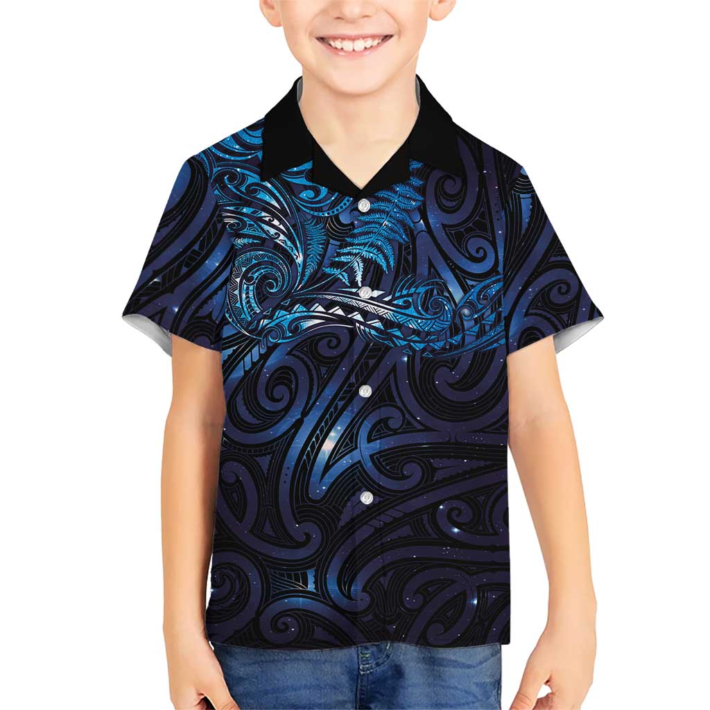 New Zealand New Year-Matariki Family Matching Long Sleeve Bodycon Dress and Hawaiian Shirt Aotearoa Maori Tattoo Galaxy Sky LT03 Son's Shirt Multicolor - Polynesian Pride