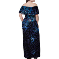 New Zealand New Year-Matariki Family Matching Off Shoulder Maxi Dress and Hawaiian Shirt Aotearoa Maori Tattoo Galaxy Sky LT03 - Polynesian Pride