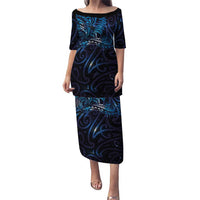 New Zealand New Year-Matariki Family Matching Puletasi and Hawaiian Shirt Aotearoa Maori Tattoo Galaxy Sky LT03 Mom's Dress Multicolor - Polynesian Pride