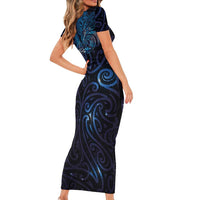 New Zealand New Year-Matariki Family Matching Short Sleeve Bodycon Dress and Hawaiian Shirt Aotearoa Maori Tattoo Galaxy Sky LT03 - Polynesian Pride