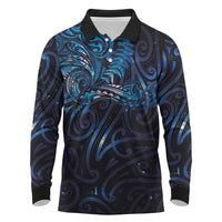 New Zealand New Year-Matariki Long Sleeve Polo Shirt Aotearoa Maori Tattoo Galaxy Sky