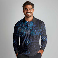 New Zealand New Year-Matariki Long Sleeve Polo Shirt Aotearoa Maori Tattoo Galaxy Sky