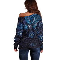 New Zealand New Year-Matariki Off Shoulder Sweater Aotearoa Maori Tattoo Galaxy Sky