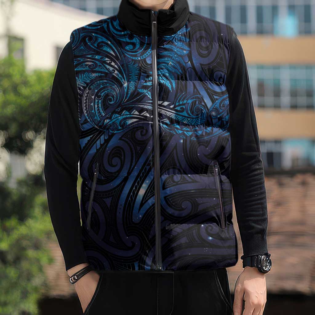 New Zealand New Year-Matariki Sleeveless Puffer Jacket Aotearoa Maori Tattoo Galaxy Sky