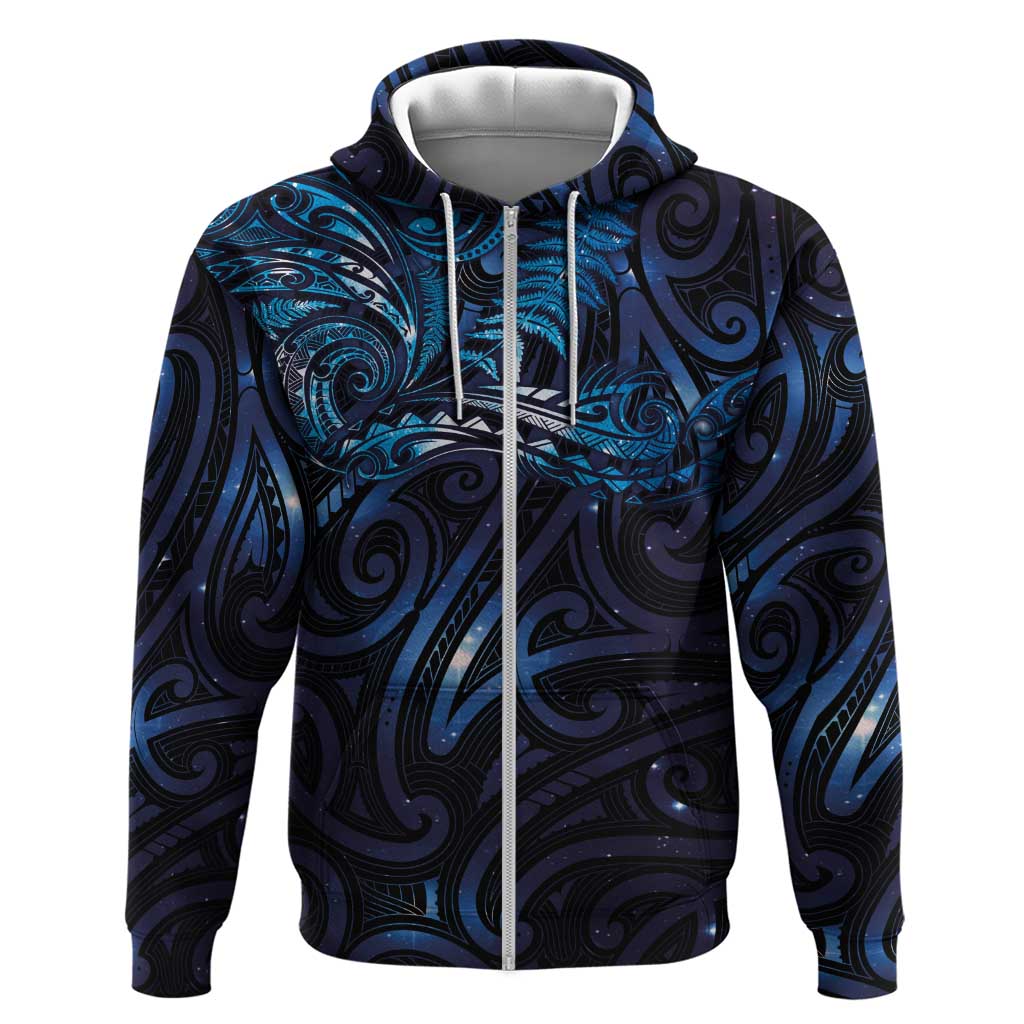 New Zealand New Year-Matariki Zip Hoodie Aotearoa Maori Tattoo Galaxy Sky