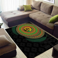 Vanuatu Tribal Tattoo with Namele Leaves Area Rug
